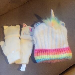 Unicorn hat and gloves
